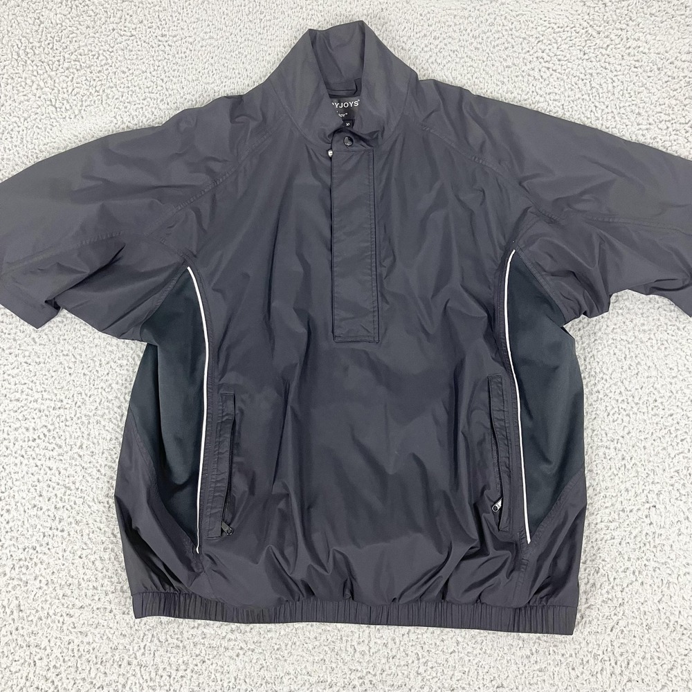 FootJoy DryJoys Jacket Mens XL Black Short Sleeve Golf Rain Windbreaker Pullover